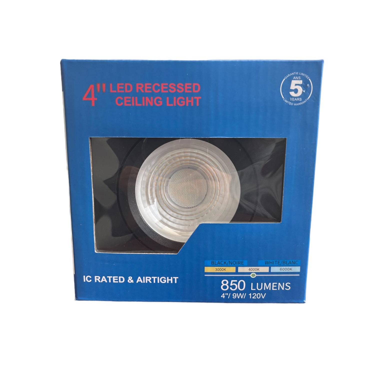 NTI LED RECESSED CEILING LIGHT 4" 4000K 9W BLACK