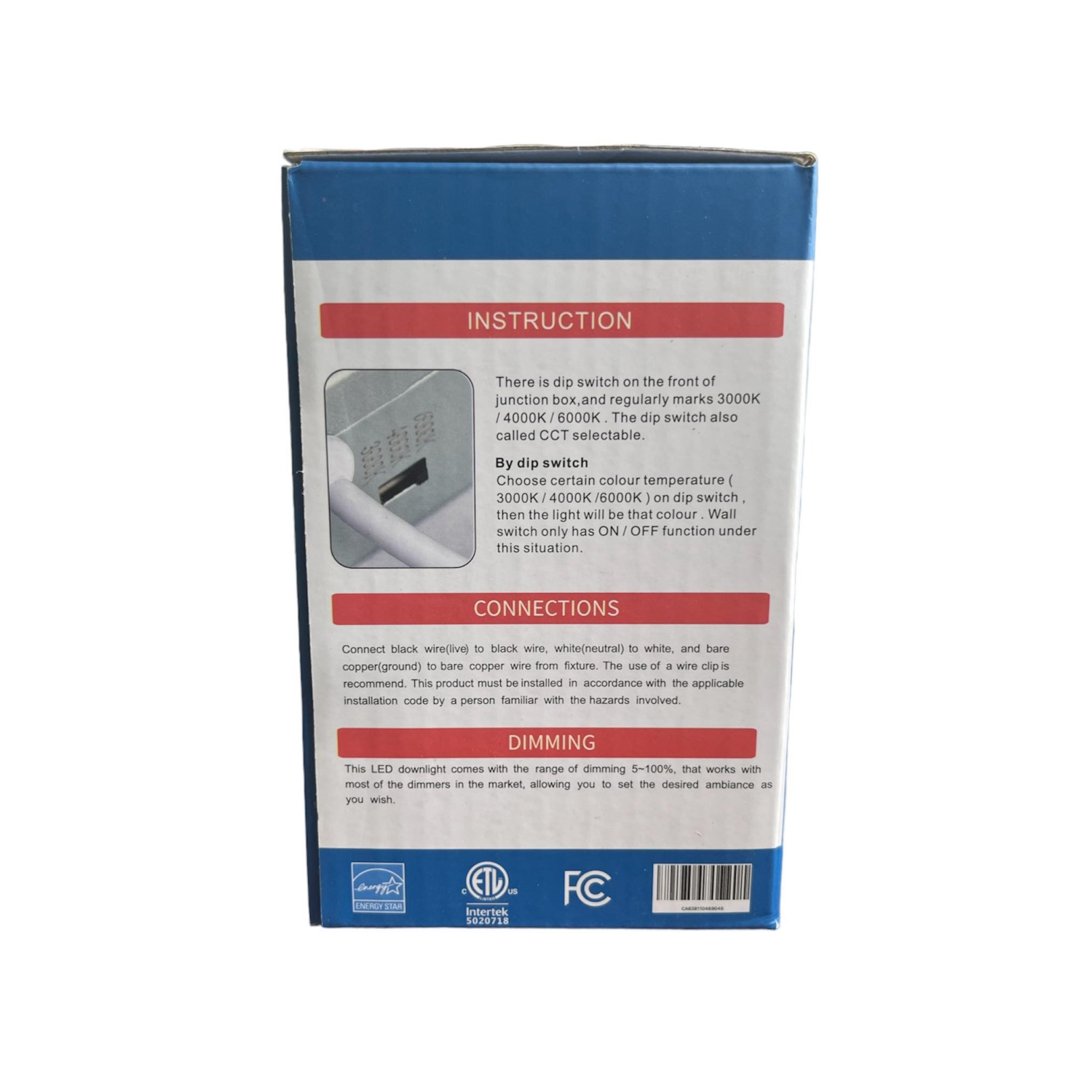 NTI LED RECESSED CEILING LIGHT 4" 4000K 9W BLACK