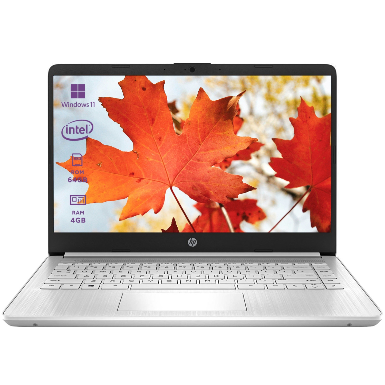 HP - 14-inch Micro-edge HD Display Laptop - Intel Celeron N4120 - 4GB Memory - 64GB eMMC - Windows 11 Home S mode, Thin & Portable - One Year of Microsoft 365 - white