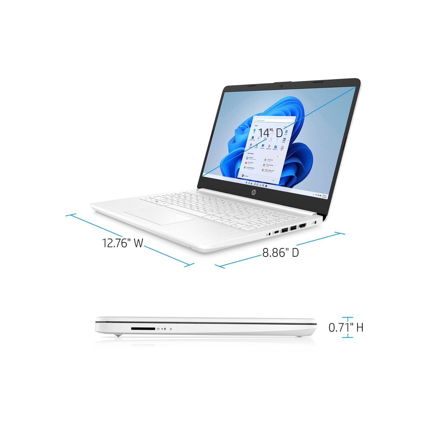 HP - 14-inch Micro-edge HD Display Laptop - Intel Celeron N4120 - 4GB Memory - 64GB eMMC - Windows 11 Home S mode, Thin & Portable - Long Battery