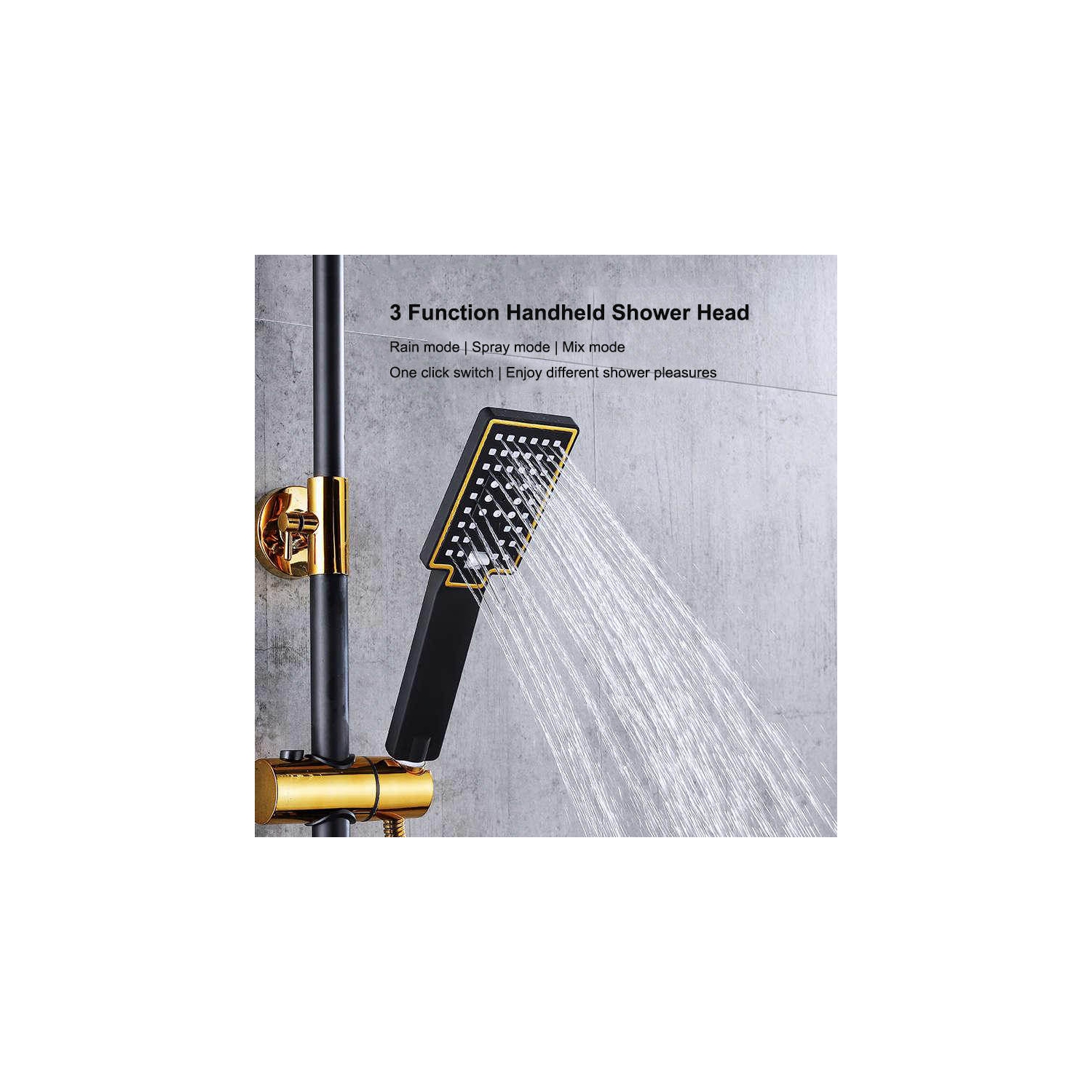 Douche Set salle de bain douche Black Gold avec pistolet de pulvérisation douche Supercharged Top Spray Lift système de douche à quatre engrenages