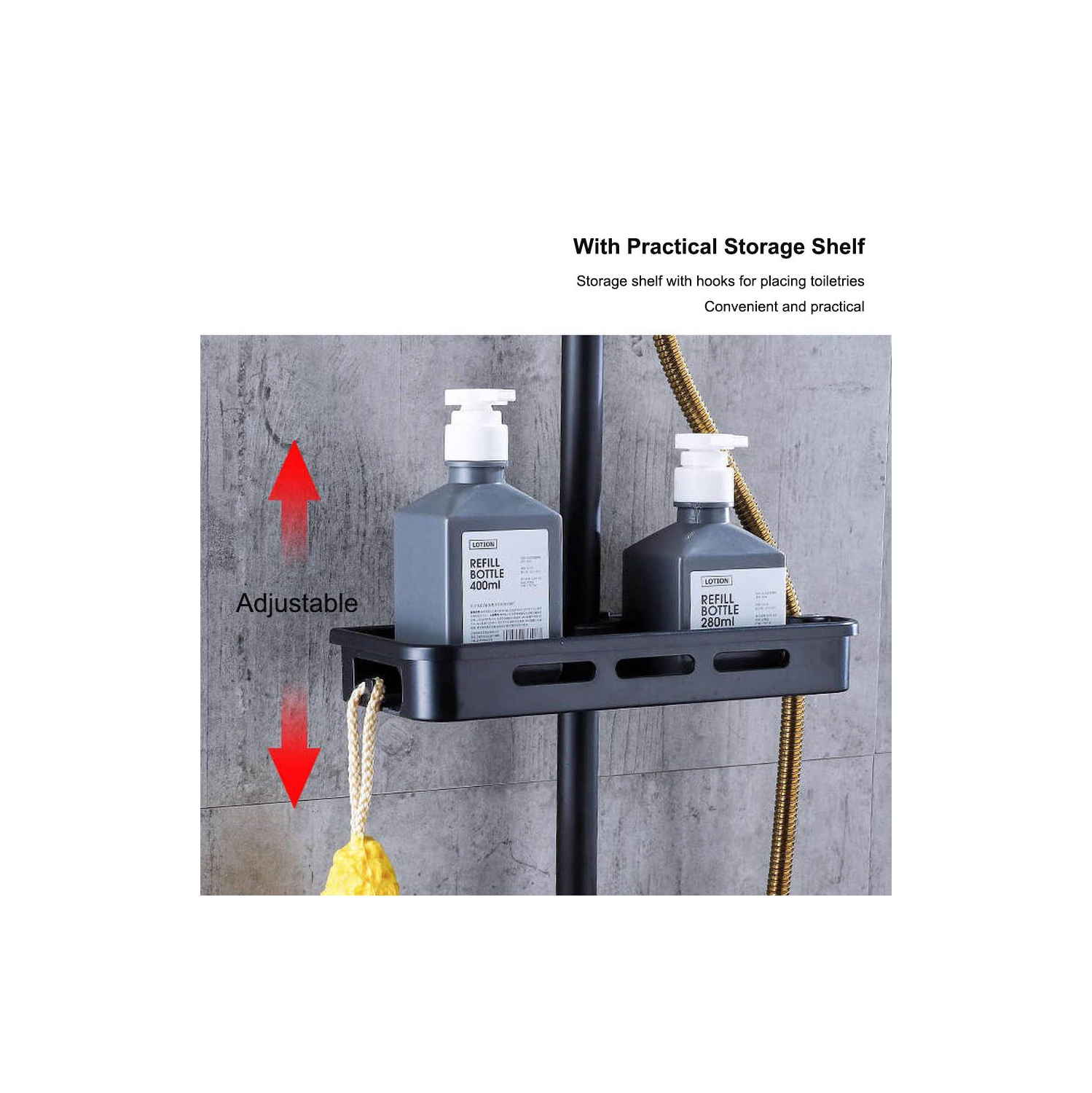 Douche Set salle de bain douche Black Gold avec pistolet de pulvérisation douche Supercharged Top Spray Lift système de douche à quatre engrenages