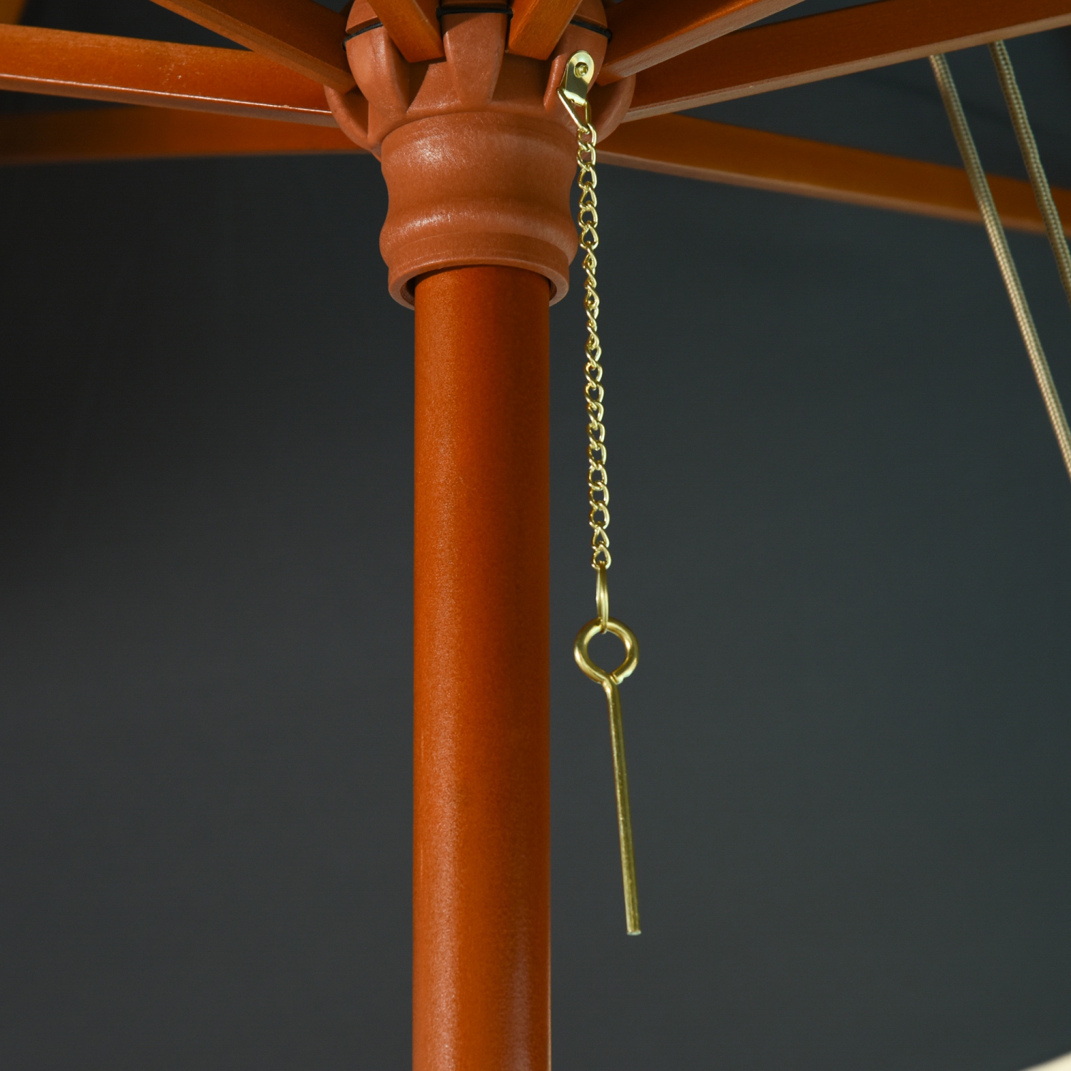 Outsunny 10x10ft Wood Square Patio Umbrella Garden Market Parasol Sunshade Canopy with 2 Pulley Pagoda Style, Dark Grey