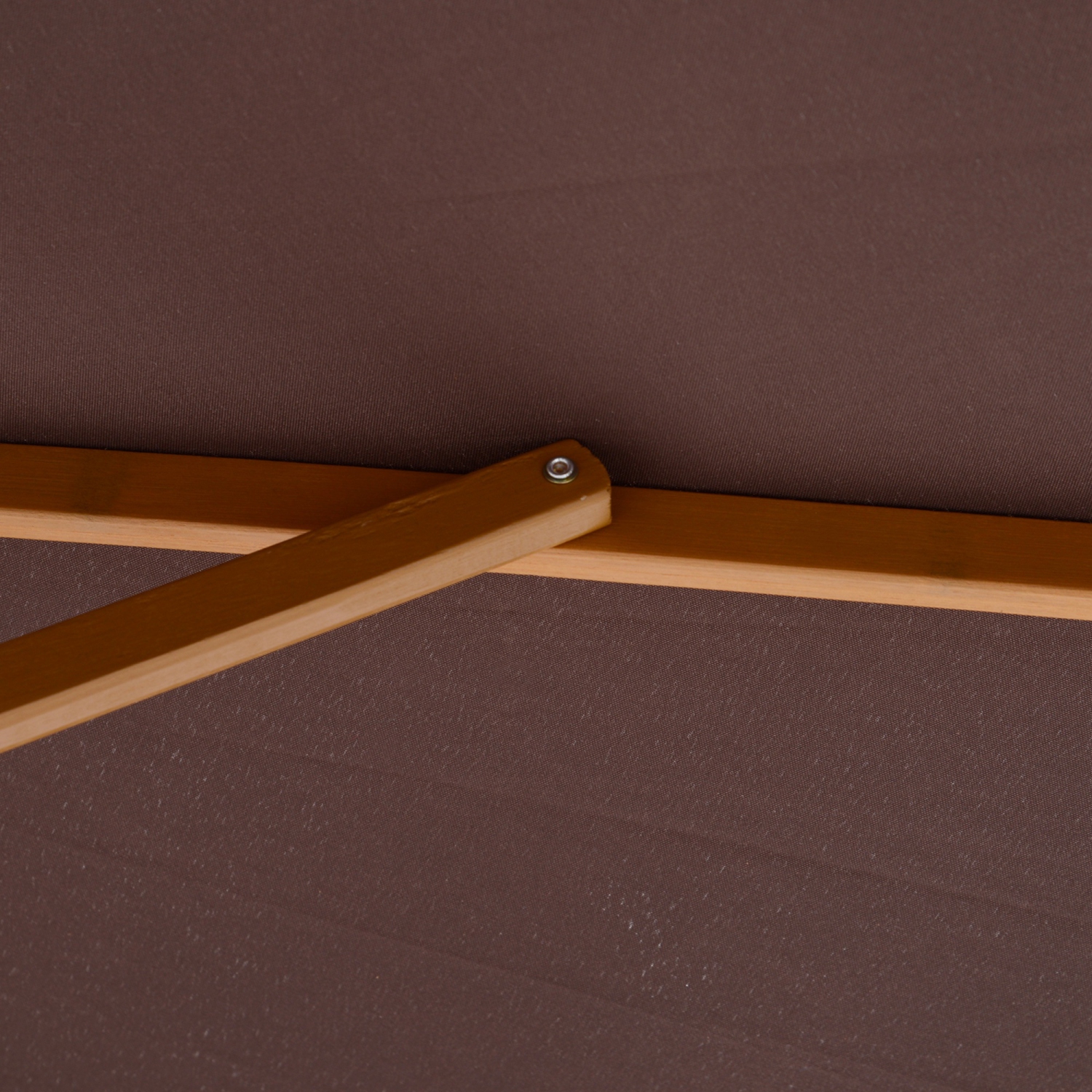 Outsunny 10' x 8' Bamboo Wooden Round Market Patio Sun Umbrella Garden Parasol Outdoor Sunshade Canopy, Coffee