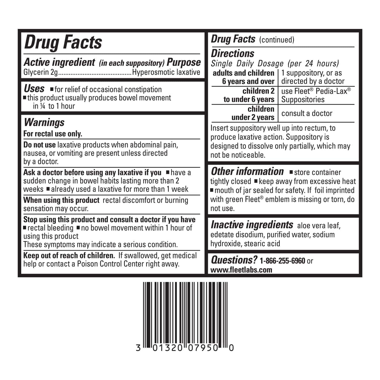 FLEET Glycerin Suppositories Adult 50'S, 50 CT