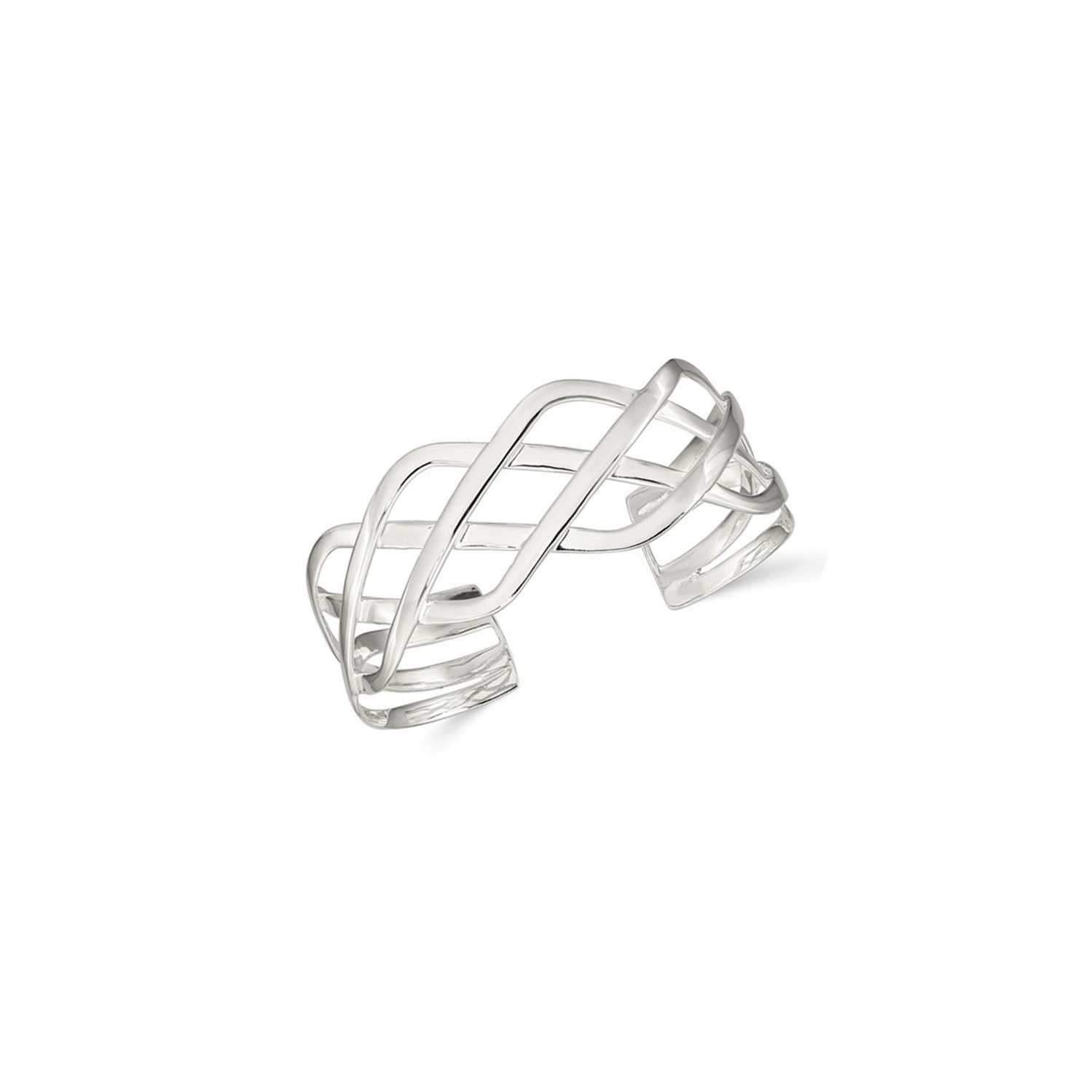 Bracelet-jonc en argent sterling poli tissé