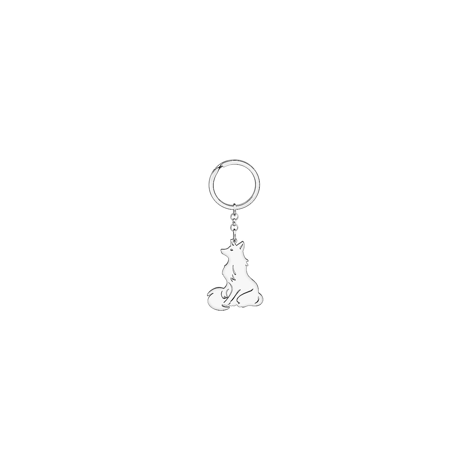 Adorable Arctic Fox Stainless Steel Keychain - Fun Gift for Women and Girls, Silver Plated Animal Jewelry Accessory for Handbags and Wallets