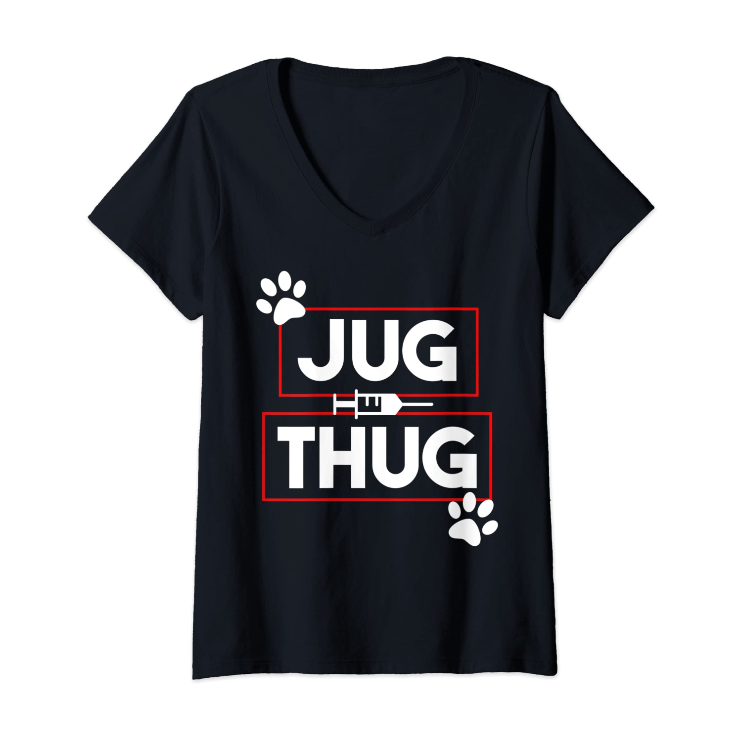 Women's Veterinary Technician V-Neck T-Shirt - Jug Thug Blood Draw Design