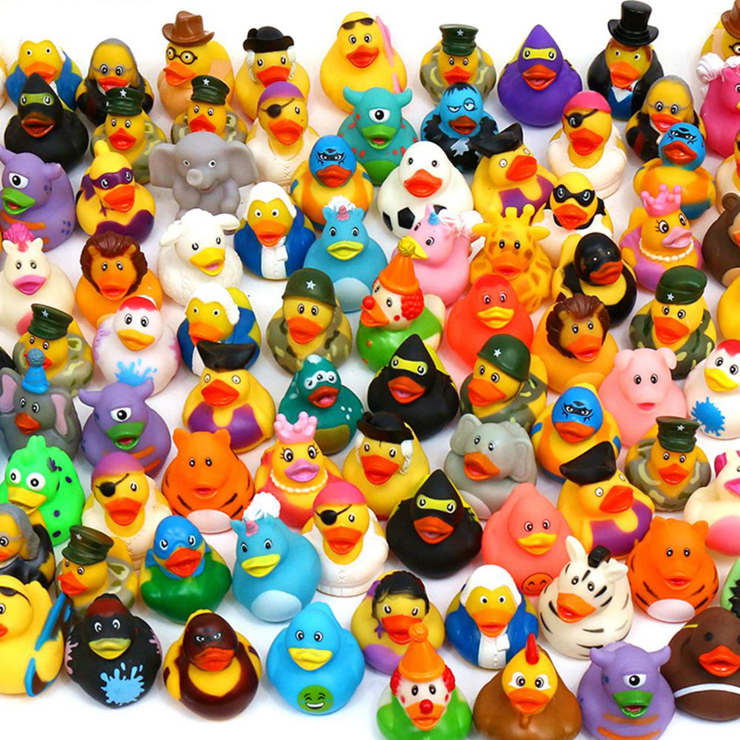 Bulk Rubber Duck Assortment for Jeeps - 100 Pack Bath Toy Floater