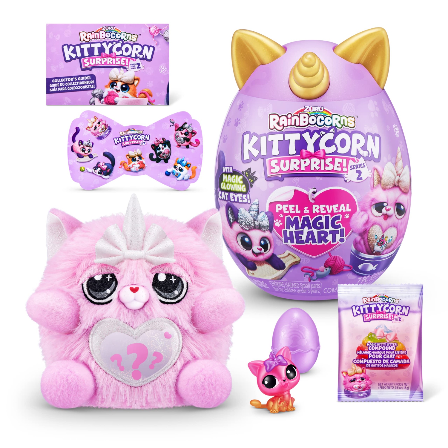 Kittycorn Surprise Series 2 Chinchilla Cat Plush Stuffed Animal with Surprise Egg, Sticker Pack, Slime - Ages 3+ for Girls