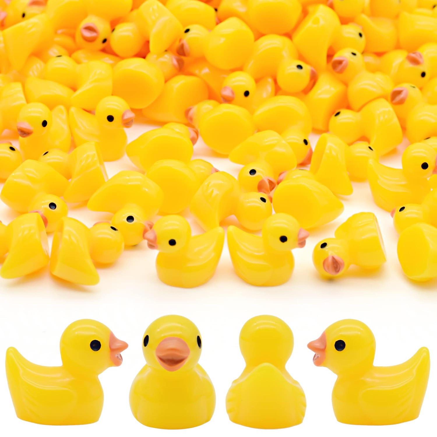 70 Pcs Mini Resin Ducks Miniature Ornaments - Perfect for Slime, Dollhouse, Garden Decoration - Yellow Ducks