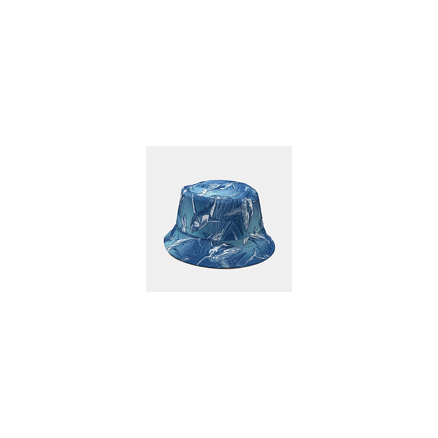 Packable Reversible Bucket Hat for Men and Women - Blue Shark Print - Ideal  for Outdoor Travel, Hiking, and Beach - Fisherman Sun Hat