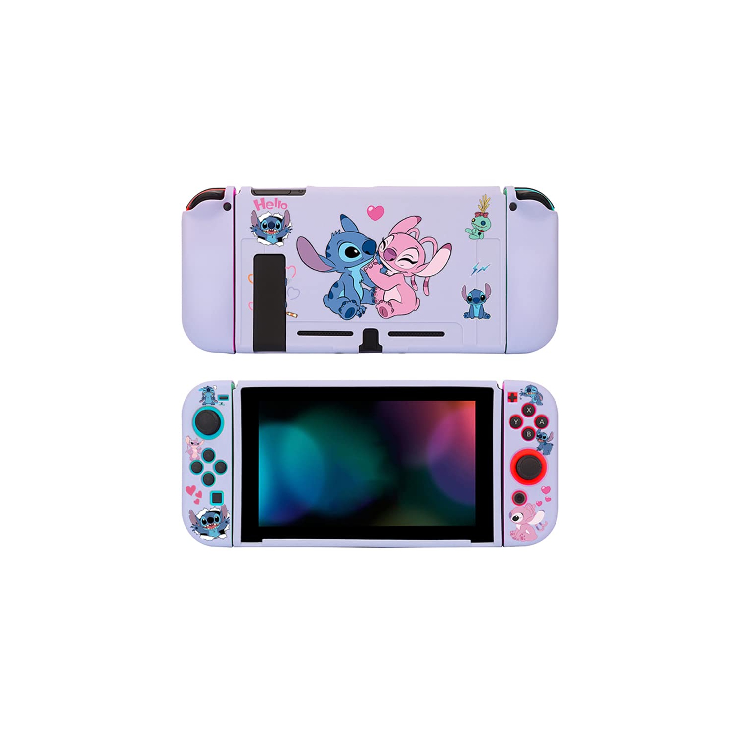 Kawaii Protective Case for Nintendo S , Slim Cartoon Cover for NS Console and Joy-Con Controllers, Shock-Absorption Anti-Scratch Shell