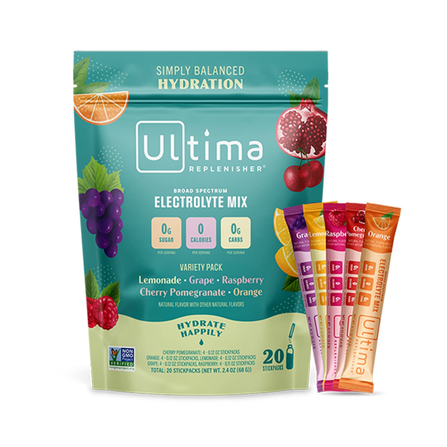 Ultima Replenisher Hydration Electrolyte Packets, 20ct Keto & Sugar Free, 5 Flavors