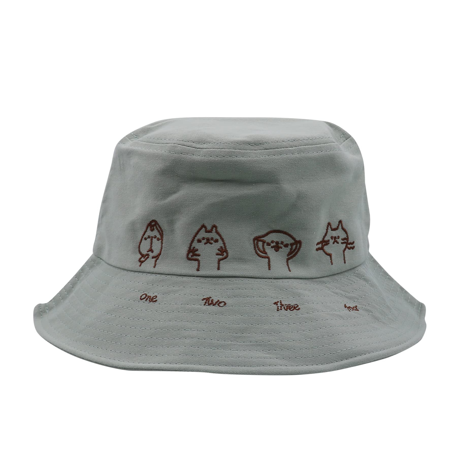Cute Cat Bucket Hat for Women Girls - Wide Brim Fisherman Cap
