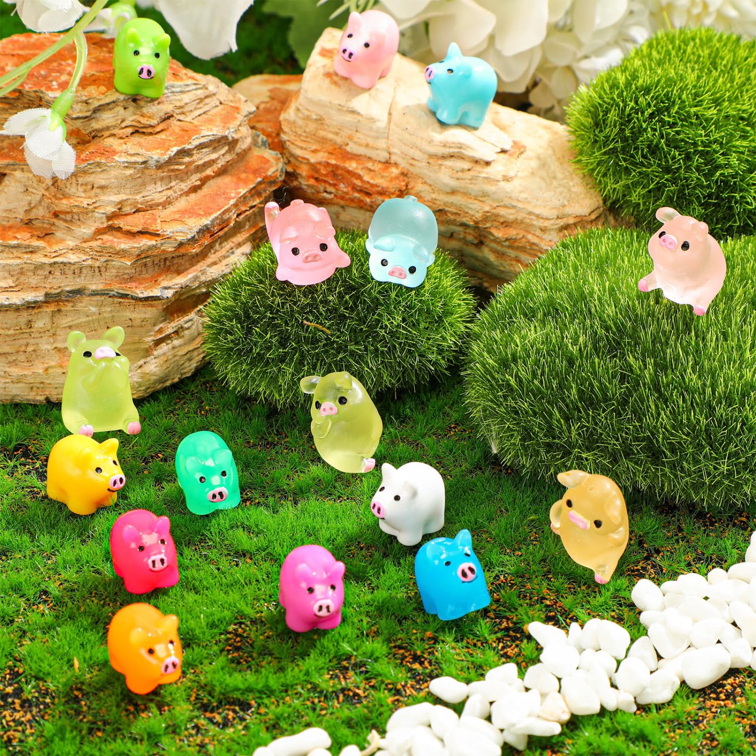 162 Pieces Mini Resin Pig Animals - Bulk Tiny Piggy Figures for Pig Party  Decorations, Miniature Garden Landscape, Aquarium, Potted Plants - DIY  Decor (Colored and Luminous)