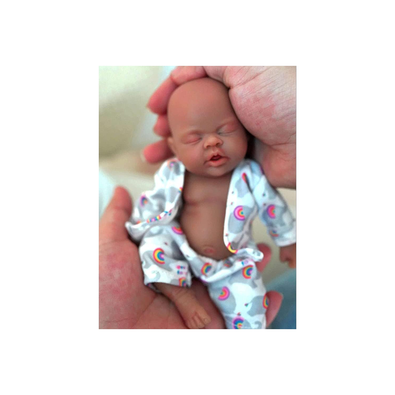 Lifelike Mini Reborn Doll: Adorable 7" Micro Preemie Full Body Silicone Black Baby Doll Boy