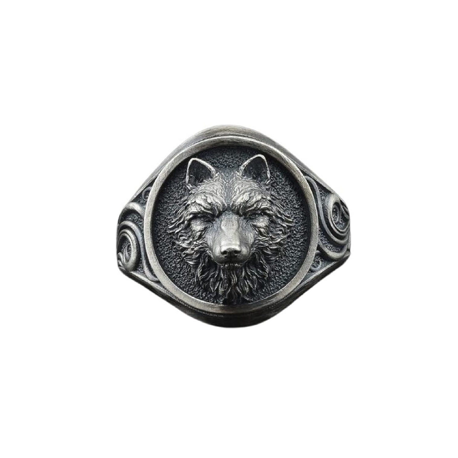 Men's Wolf Ring - Nordic Viking Wolf Head Skull Ring, Retro Odin Wolf Biker Jewelry Gift for Father's Day - Hip Hop Wolf Accessories (Size 9)