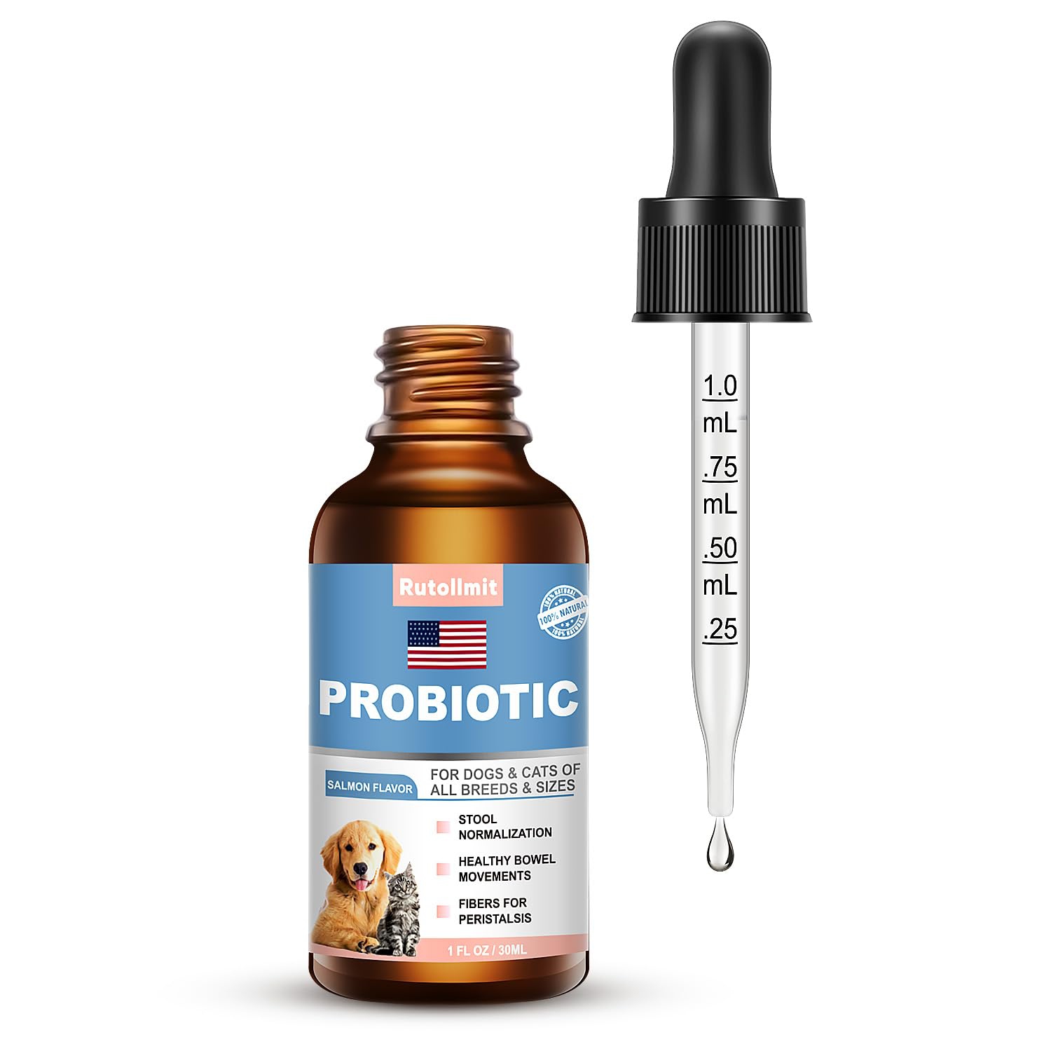 Pet Probiotics with 5 Billion CFU, Digestive Enzymes, and Prebiotics for Healthy Intestinal Flora, Gut Health, and Diarrhea Relief - Salmon Flavor