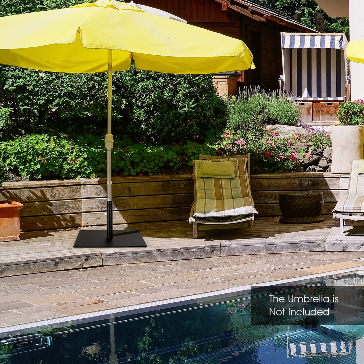 Costway 25" Square Patio Umbrella Base Weighted 42 LBS Outdoor Market Stand Footpads