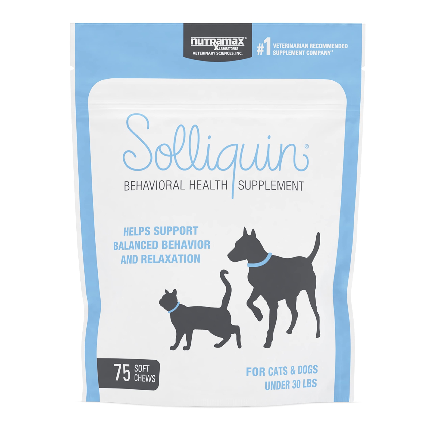 Natural Calming Supplement for Small to Medium Pets with L-Theanine, Magnolia/Phellodendron, and Whey Protein - 75 Soft Chews
