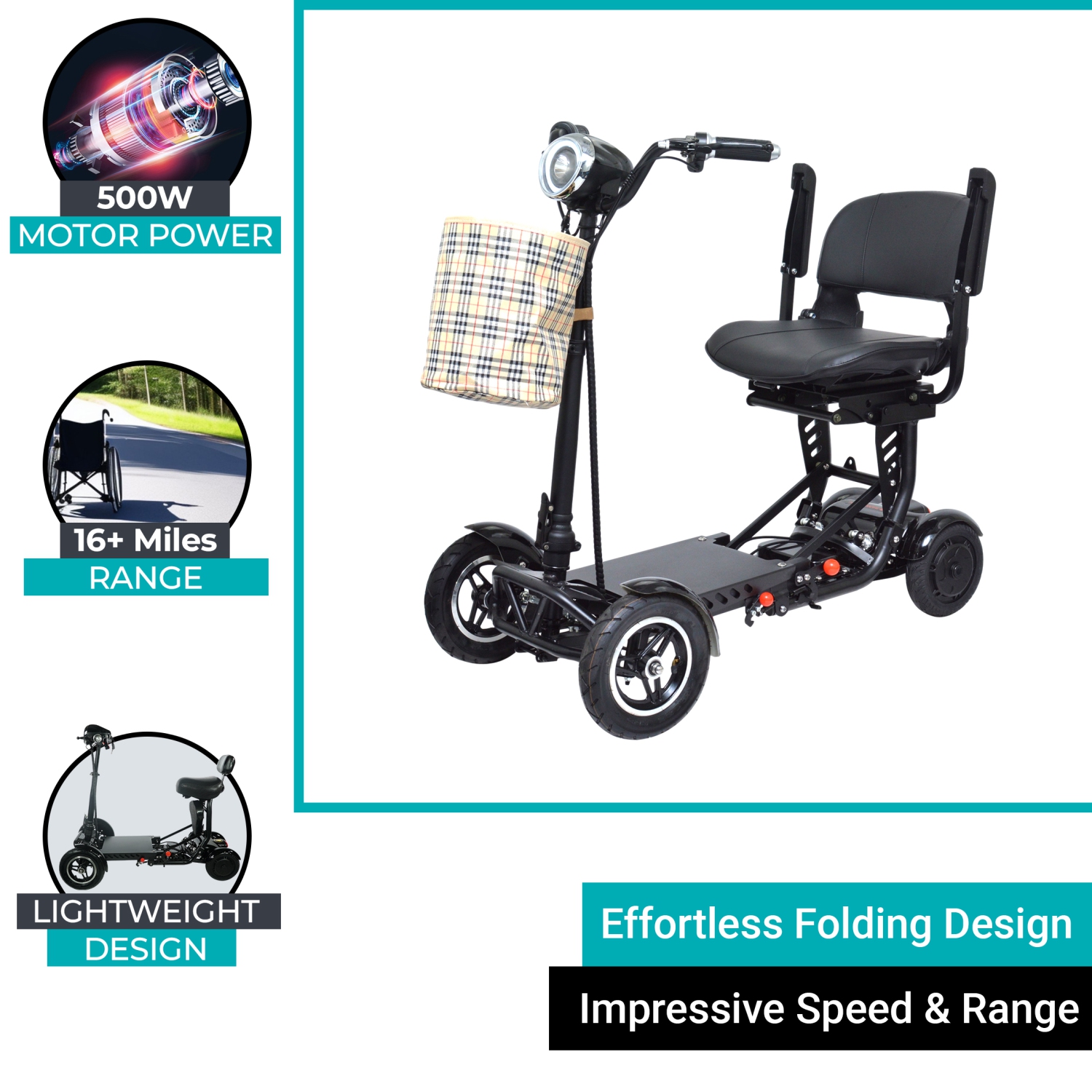 Trottinette pliable MS-3000 Super Seat | Léger et facile à ranger, écologique haute performance, portée jusqu'à 25&nbsp;km | Siège confortable