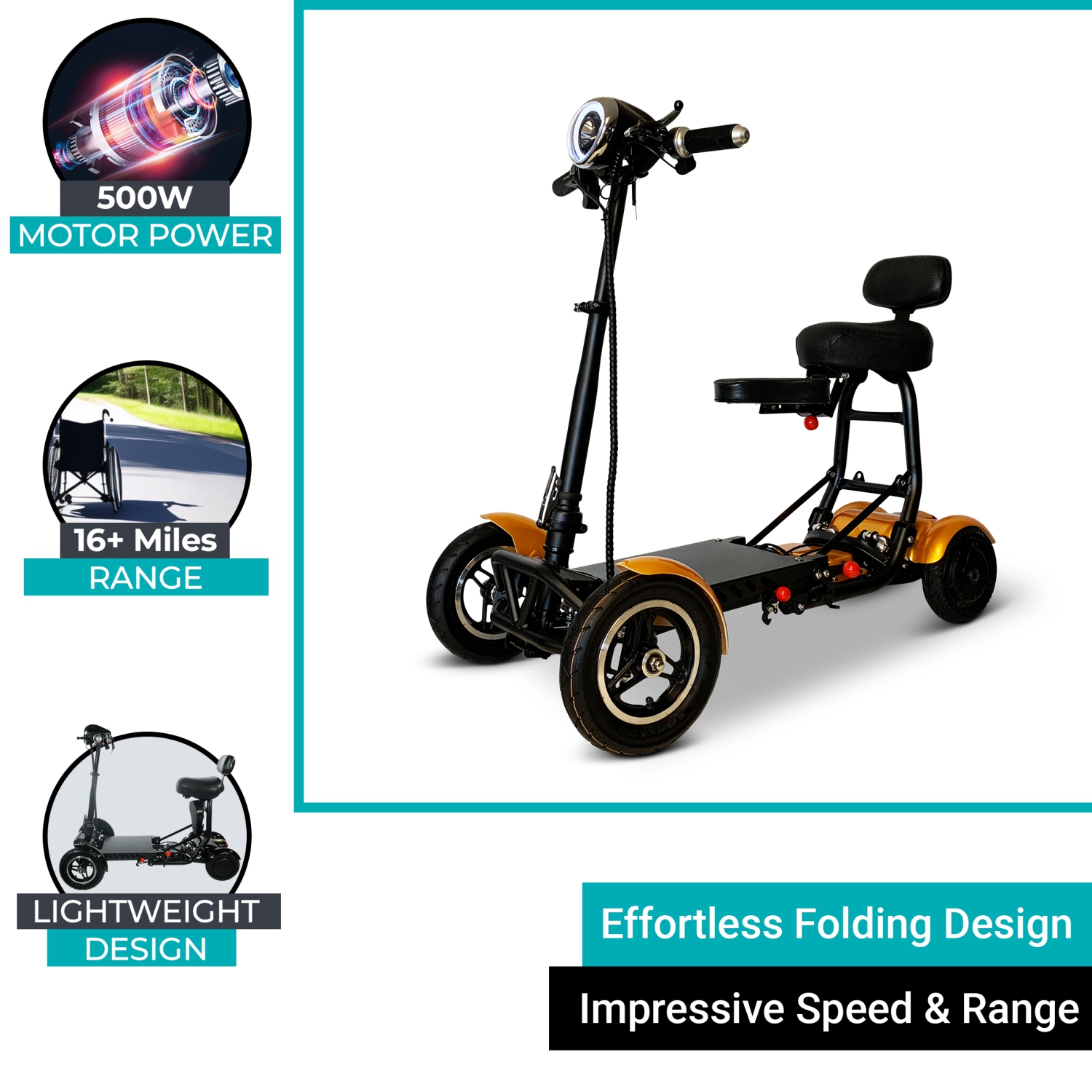 Trottinette pliable MS-3000 | Légère et facile à ranger, écologique haute performance, portée jusqu'à 25&nbsp;km | Siège confortable réglable | Cadre