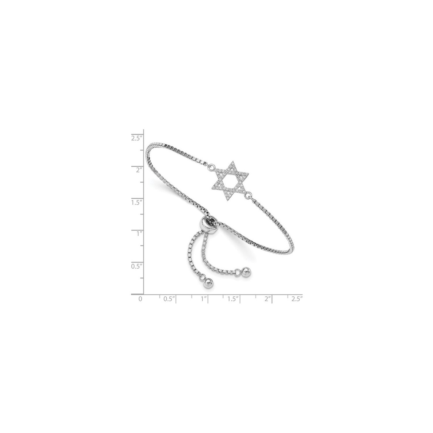 Bracelet à breloques étoile de David en argent sterling plaqué rhodium, zircon cubique