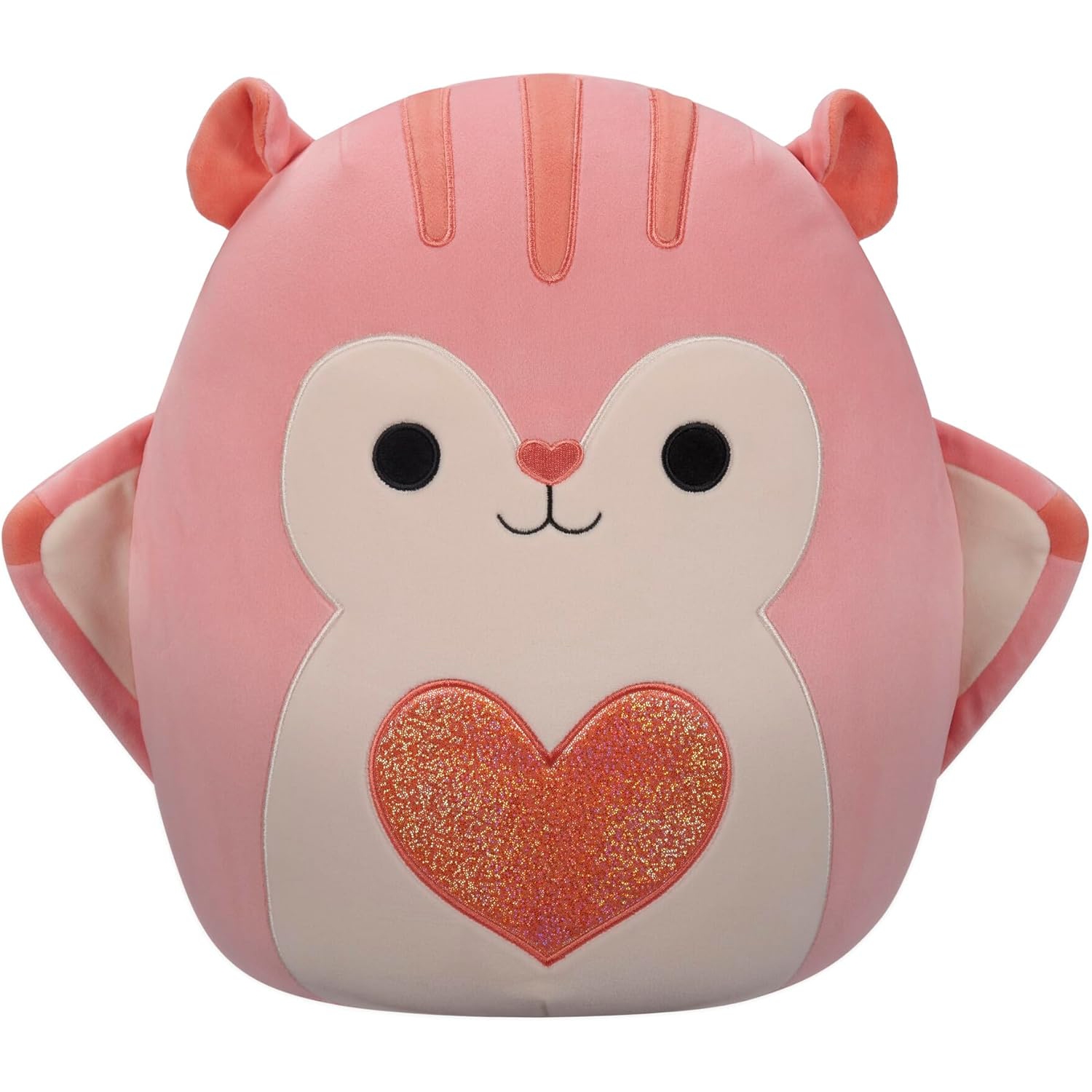 Valentine's Day Squishmallows Original 14-Inch Gabourey Peach Flying Squirrel with Sequin Heart