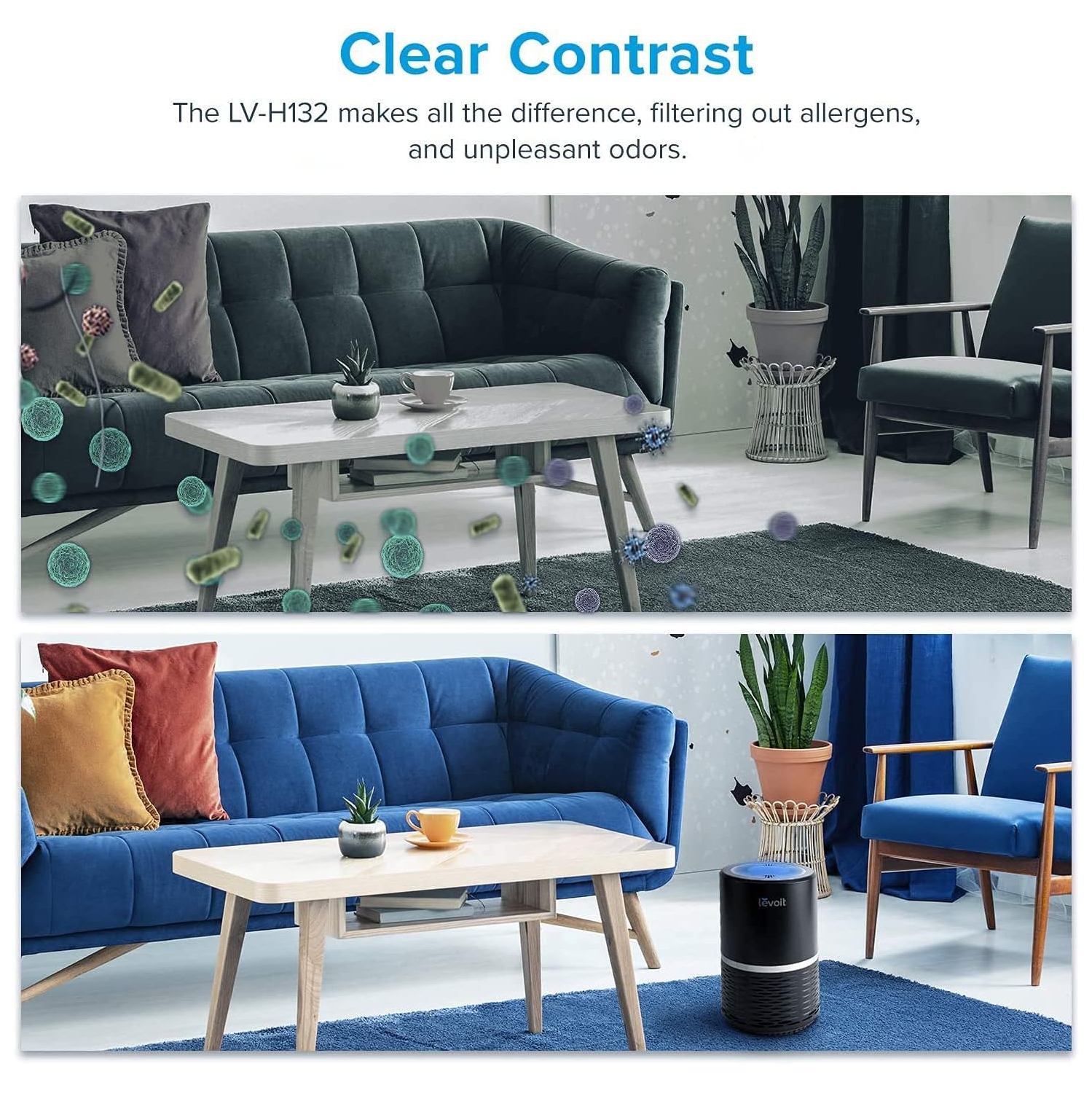 Levoit Air Purifier with H13 True HEPA Filter Active Carbon Filtration, Captures Allergies, Smoke, Pet, Dust, Pollen for Home Air Cleaning, 3 Fan