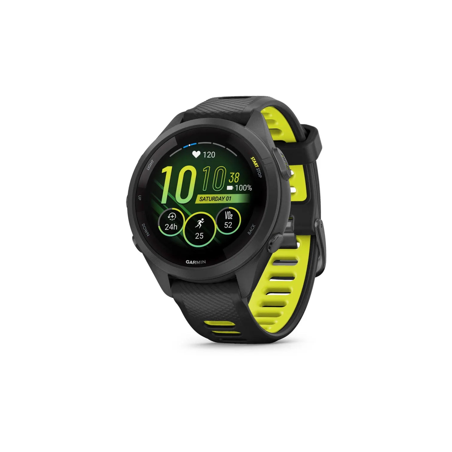 Open Box - Garmin Forerunner 265S - Black Bezel and Case with Black/Amp Yellow Silicone Band