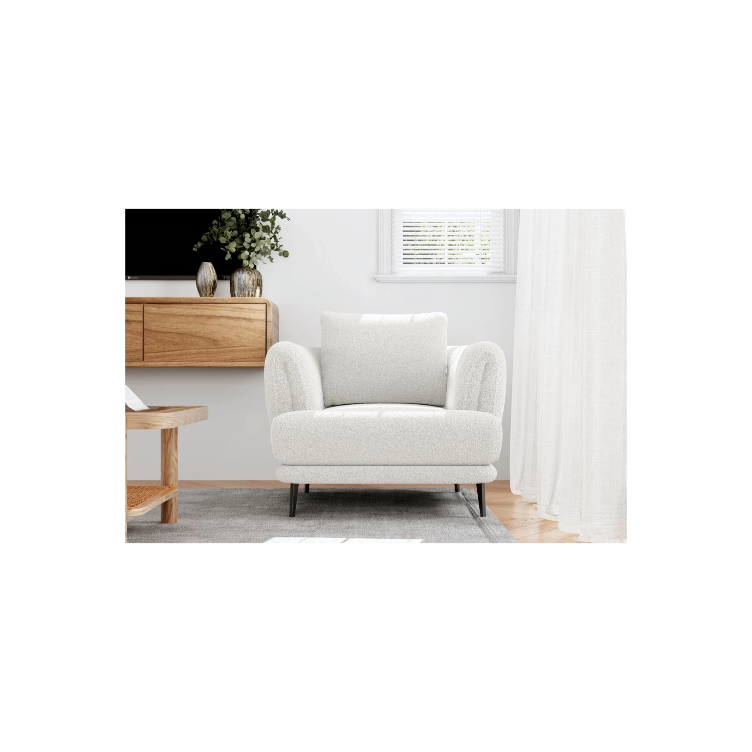 Valencia – Chaise d’appoint en tissu Melissa, blanc