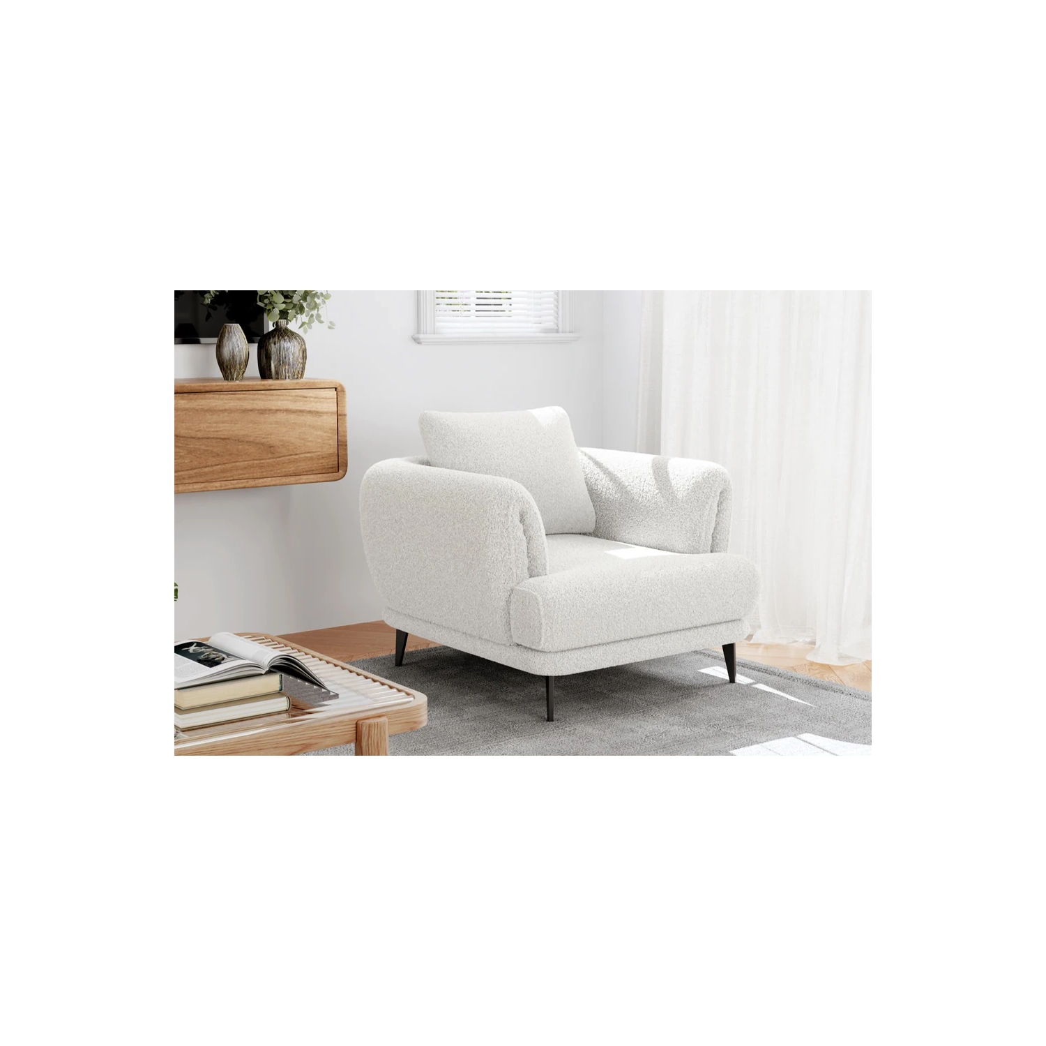 Valencia – Chaise d’appoint en tissu Melissa, blanc