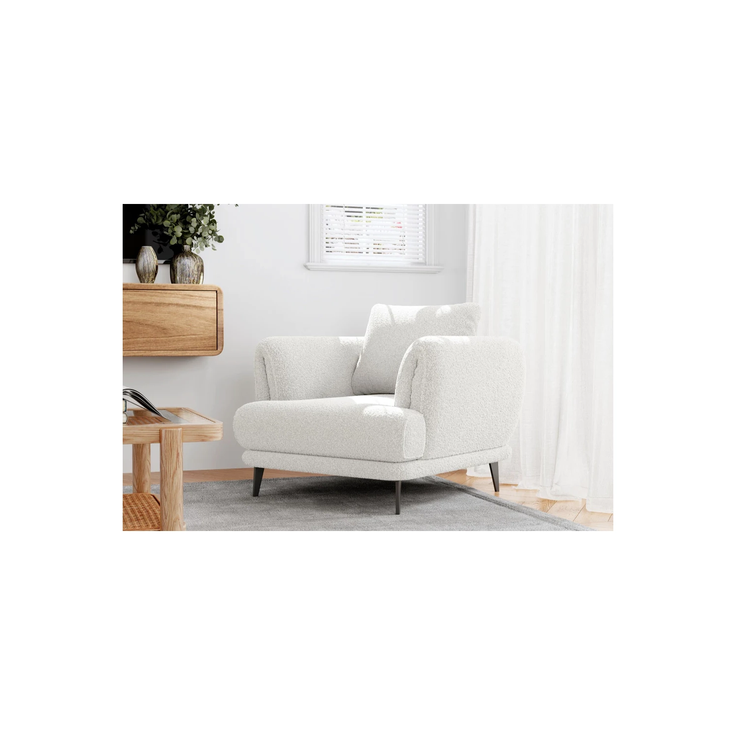 Valencia – Chaise d’appoint en tissu Melissa, blanc