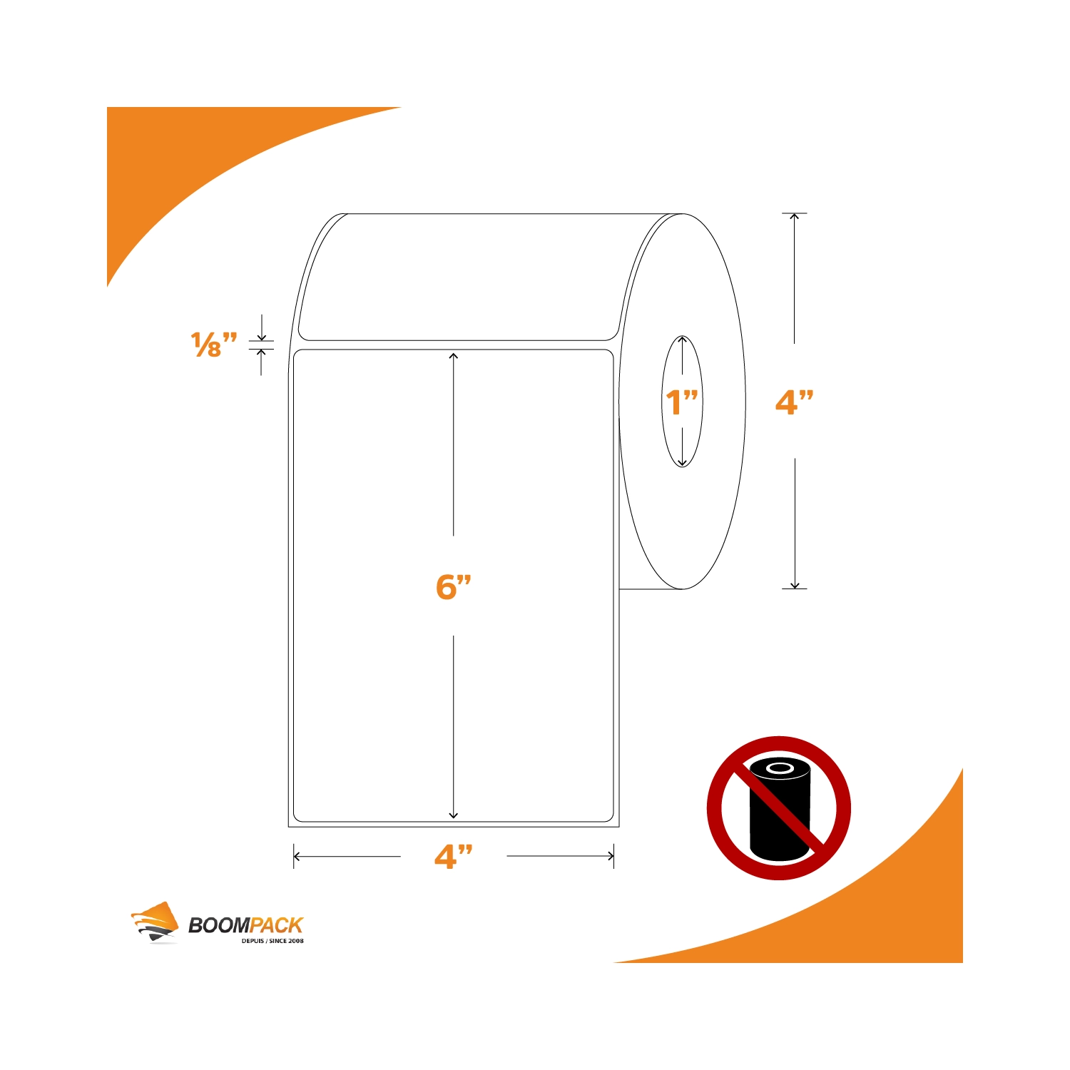 DIRECT THERMAL SHIPPING LABELS 4x6, CORE 1'', E-400600-DTC1, 16ROLLS/CS