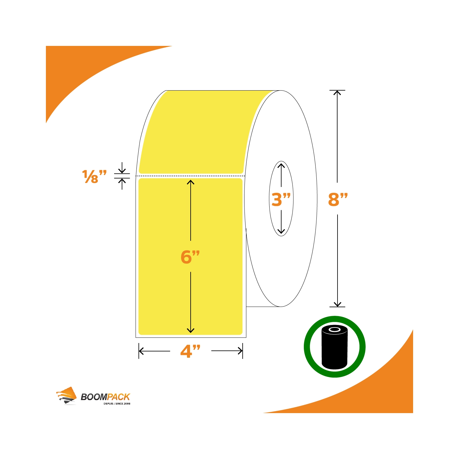 ÉTIQUETTES DE TRANSFERT THERMIQUE 4 X 6 PO, JAUNE , E-400600-TTY, 4TLLS/CS