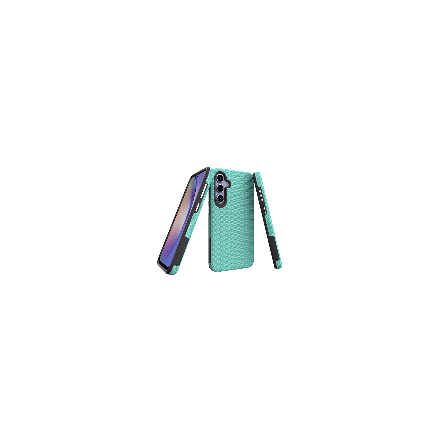 TopSave Triangle Pattern PC Back+Inner TPU Dual Layer Hybrid Case For Samsung Galaxy S23 FE, Teal
