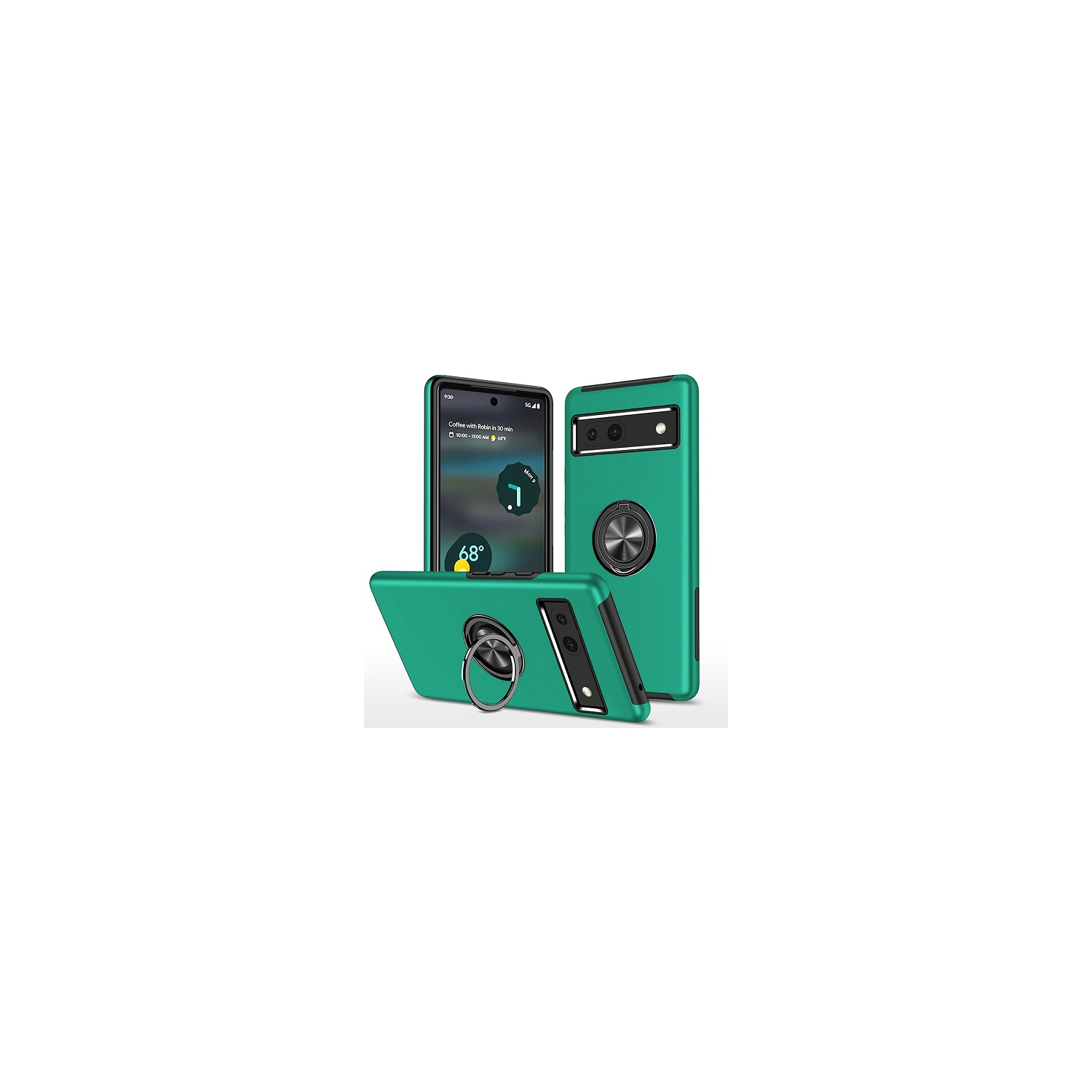 TopSave "Hidden Series" Solid Color PC Back Combine w/Inner Black TPU Bumper Kickstand Armor Case For Google Pixel 8, Green