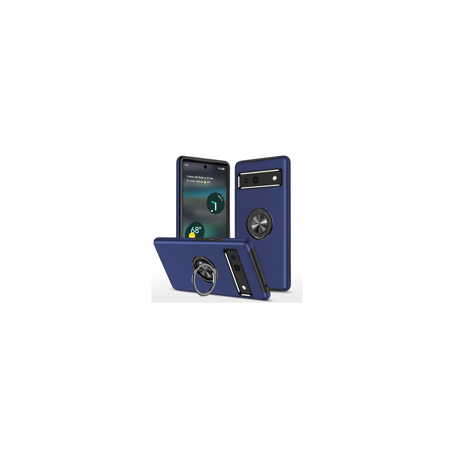 TopSave – combinaison arrière PC couleur unie « Hidden Series » avec étui protecteur intérieur en TPUR noir pour Pixel 8 Pro de Google, bleu marine