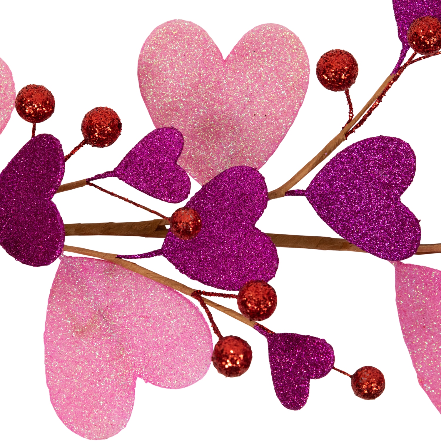 6' Glittered Hearts and Berries Valentine's Day Garland