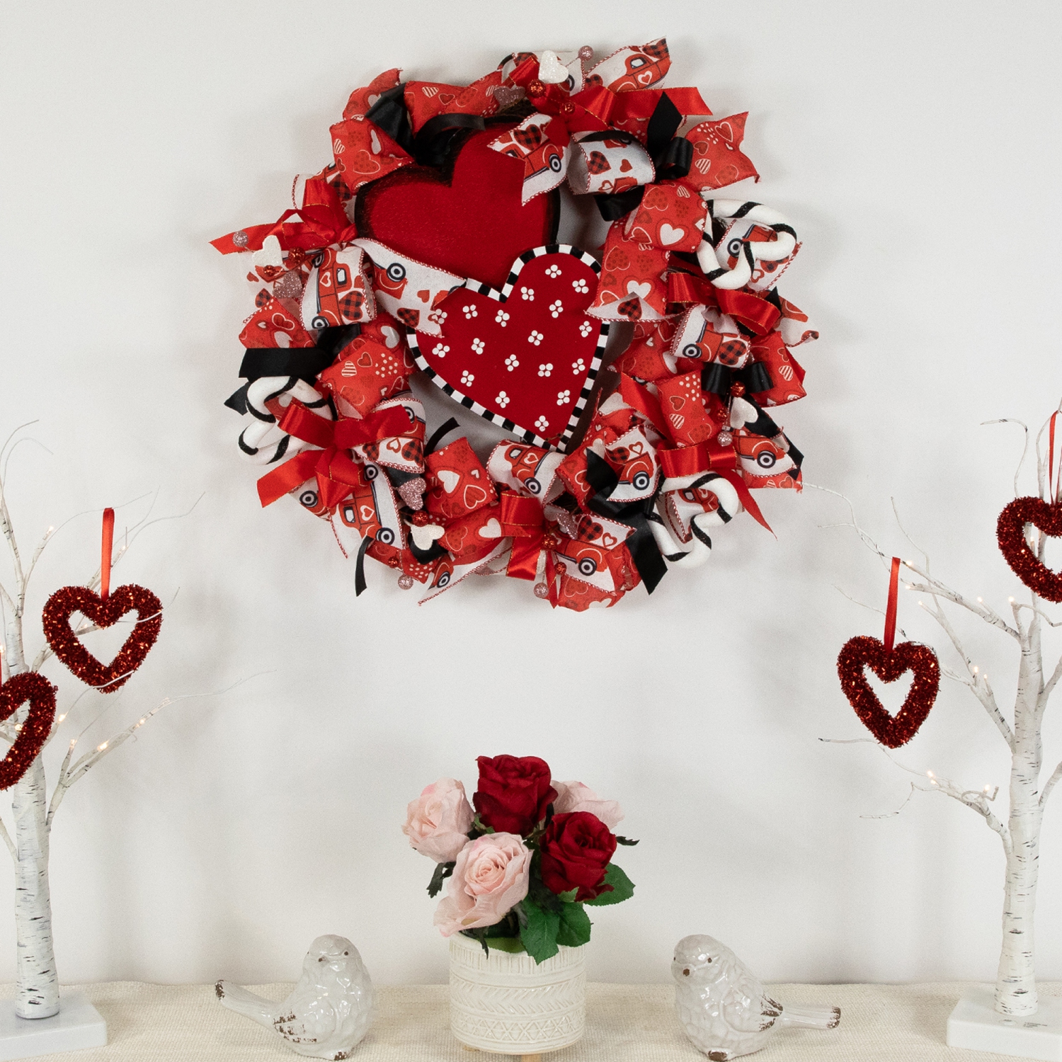 Ribbon and Twig Valentine's Day Wreath - 17"