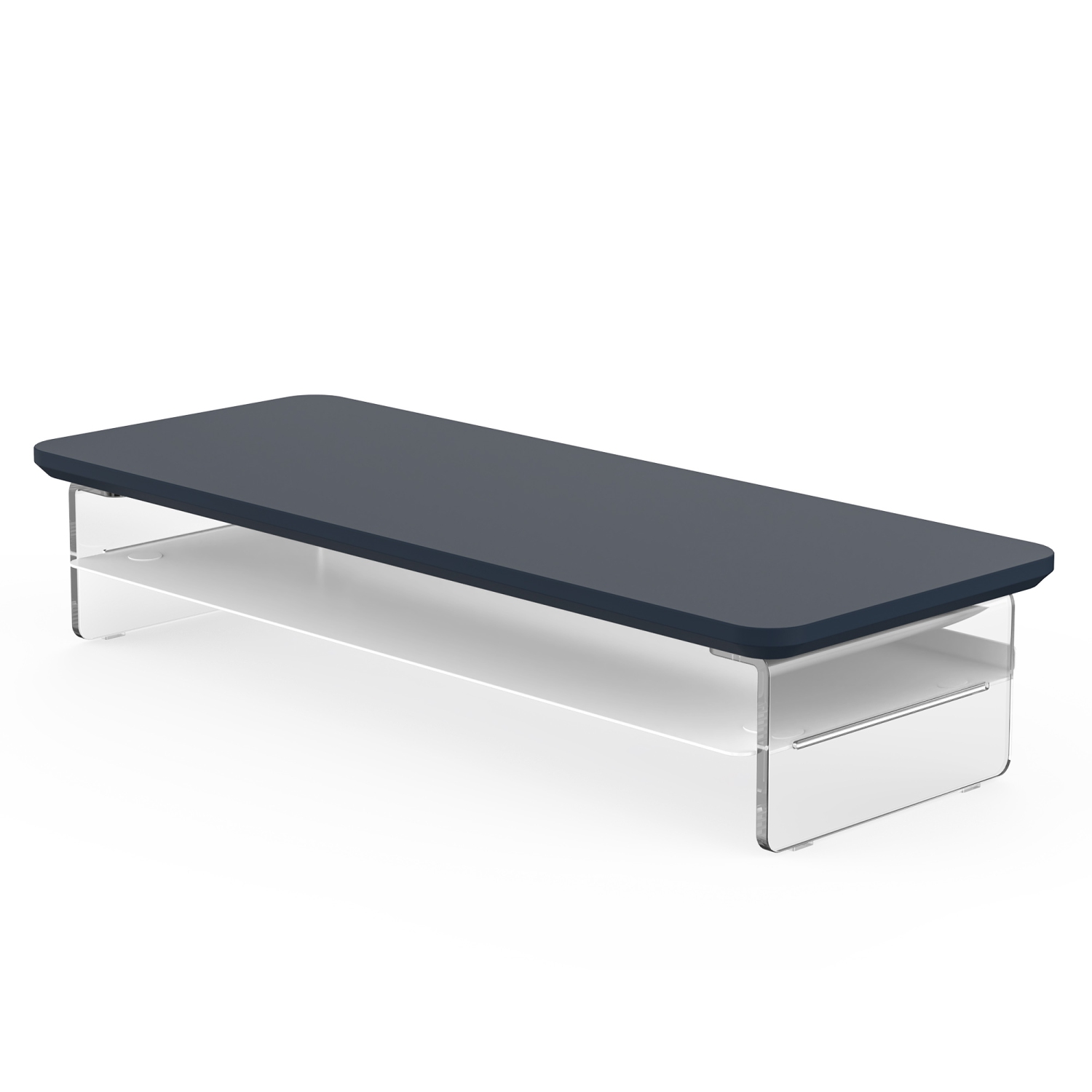 Fenge Acrylic Monitor Stand Riser, 23.6 Inches Dual Acrylic Monitor Stand for 2 Monitors, 2 Tier Acrylic Computer Riser with Storage,Blue