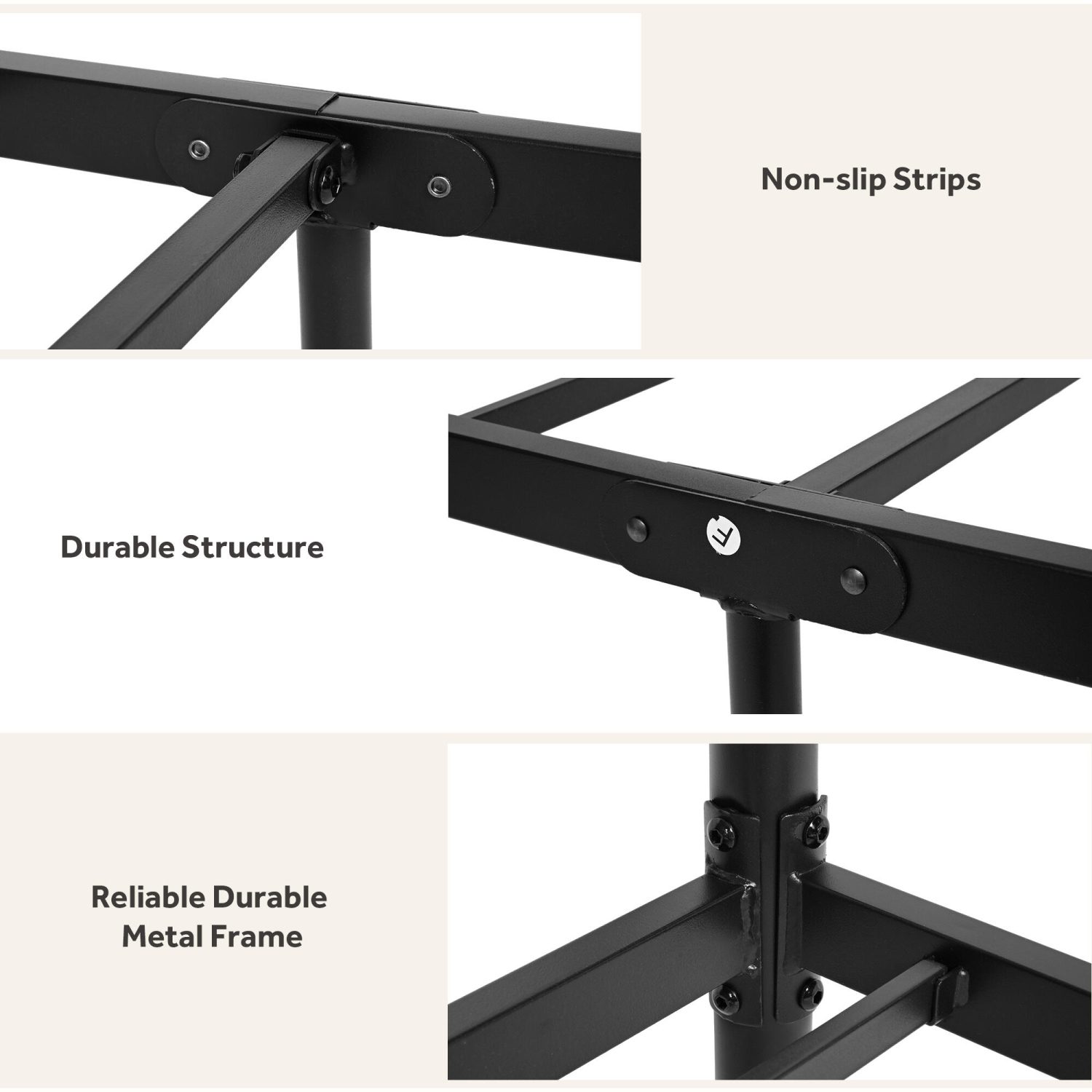 Cadre de lit jumeau de 14&nbsp;po de hauteur avec tête de lit, cadre de lit en métal robuste et bandes antidérapantes