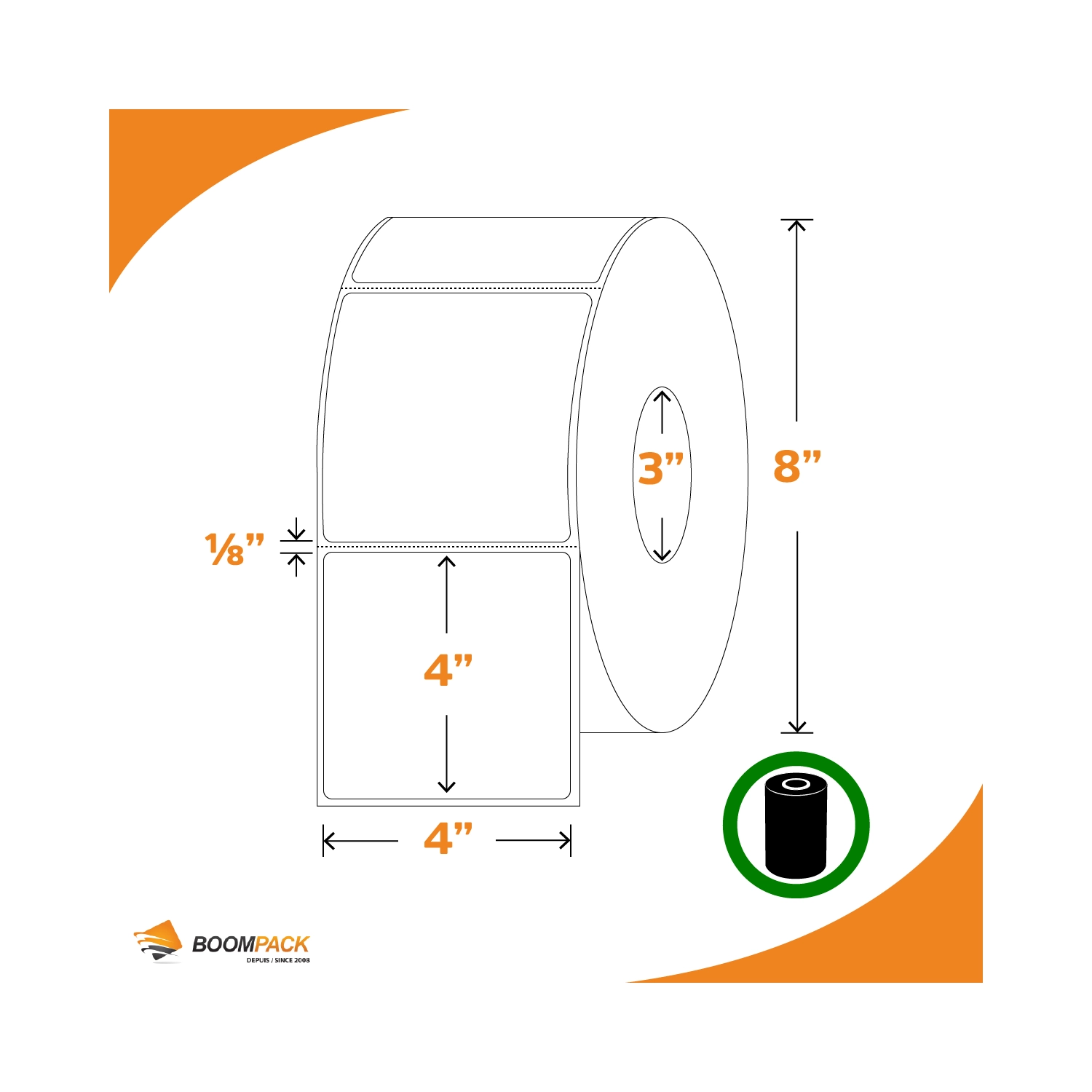 THERMAL TRANSFER STICKERS /LABELS 4'' x 4'', E-400400-TT, 4ROLLS/CS