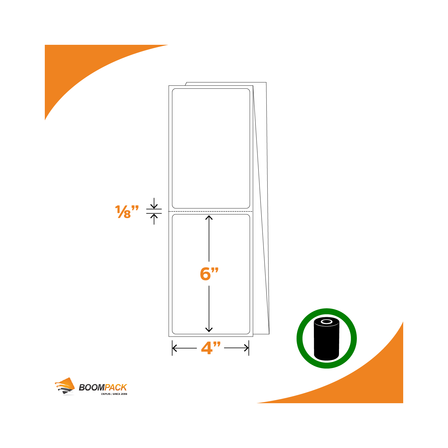 THERMAL TRANSFER SHIPPING LABELS 4x6, FANFOLD, E-400600-TTFF, 2STACK/CS