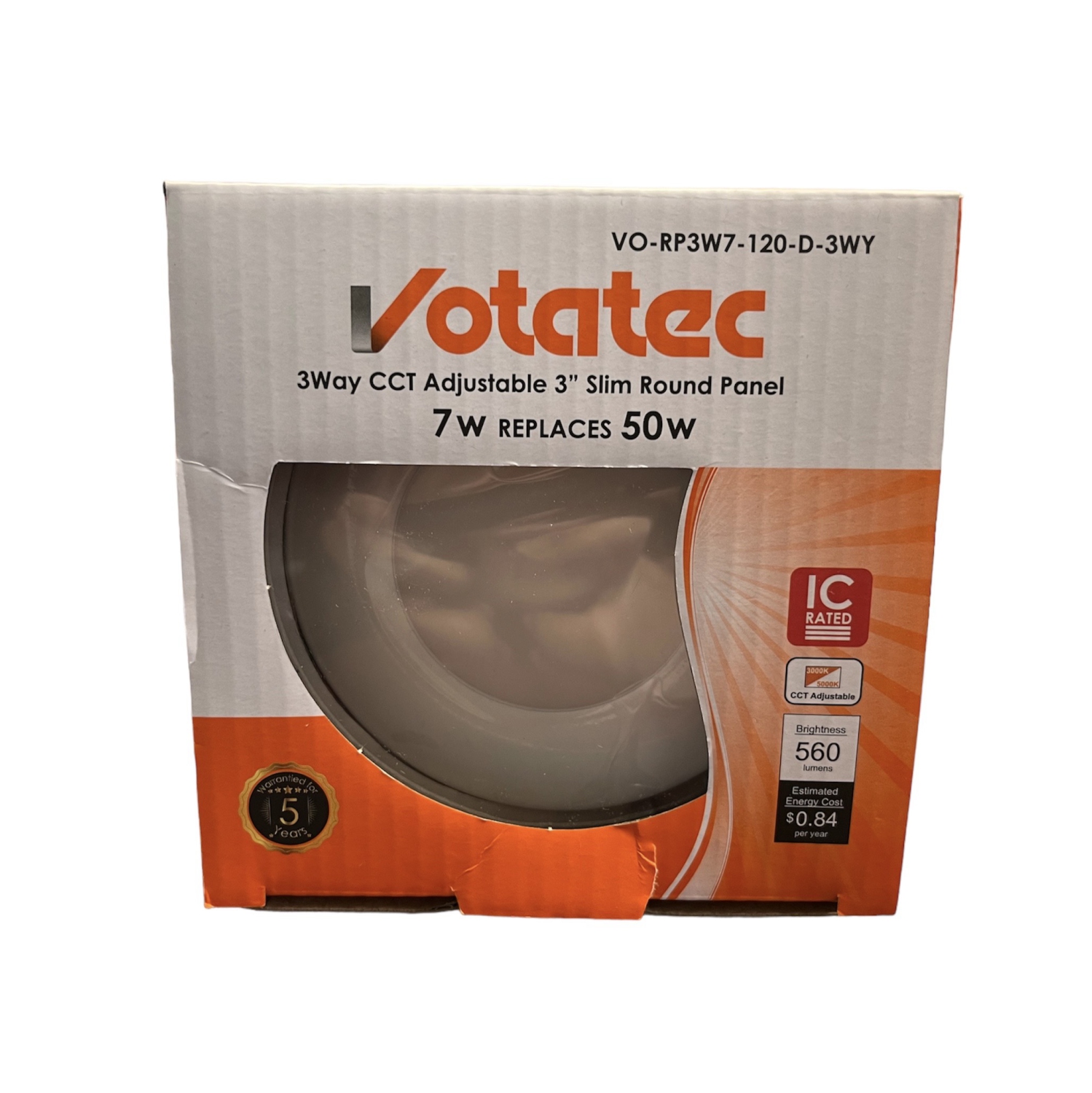 VOTATEC SLIM ROUND PANEL 3" 3CCT 7W WHITE