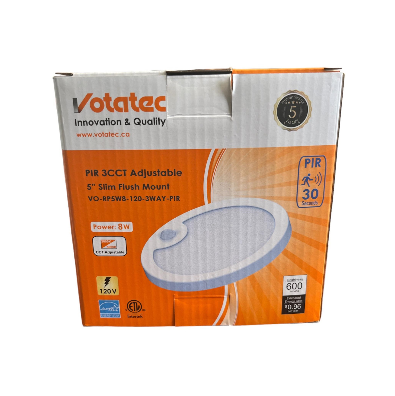 VOTATEC SLIM FLUSH MOUNT 5" 3CCT 8W WHITE
