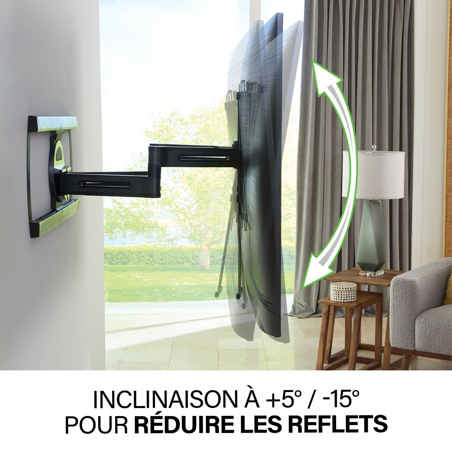 Support mural articulé Elite Advanced avec fonction 4D + Shift de SANUS pour téléviseur de 42 à 90 po