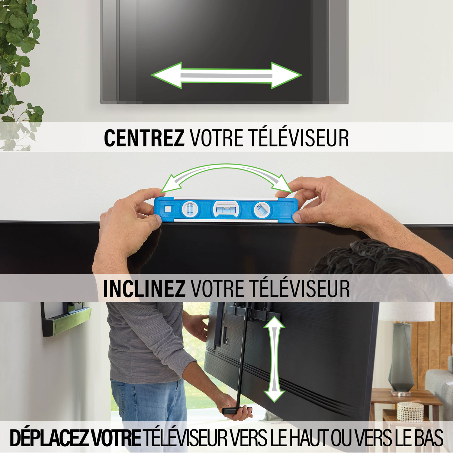 Support mural articulé Elite Advanced avec fonction 4D + Shift de SANUS pour téléviseur de 42 à 90 po