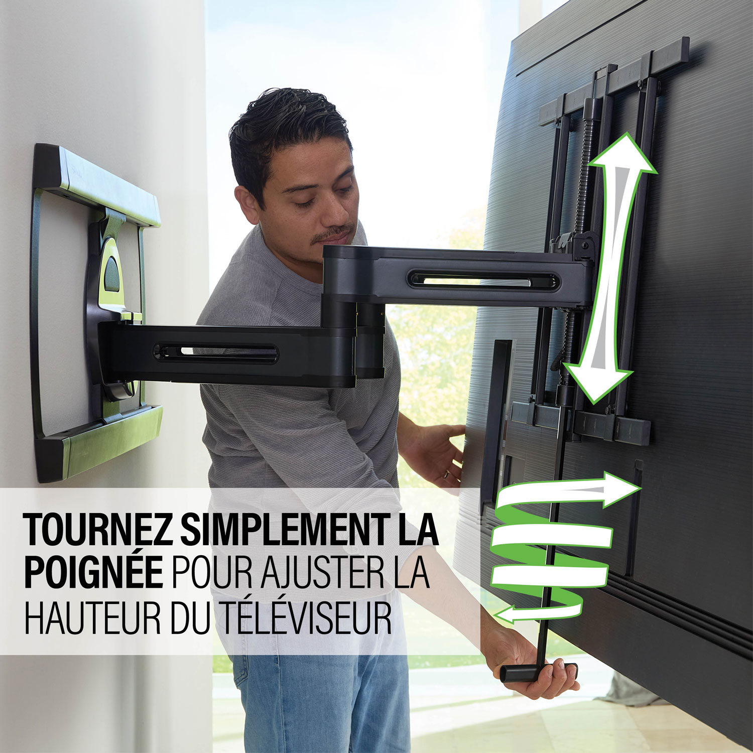Support mural articulé Elite Advanced avec fonction 4D + Shift de SANUS pour téléviseur de 42 à 90 po